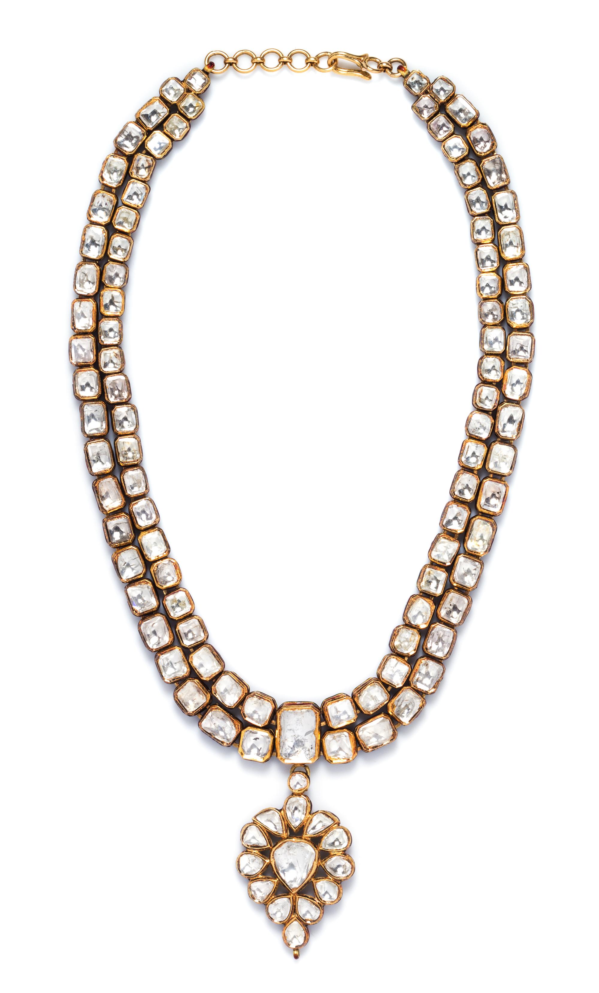 A Yellow Gold, Diamond and Polychrome Enamel Necklace, Rajasthan, Mid 20th Century, 112.40 dwts.