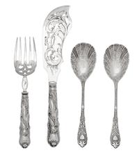 Two Cased Silver-Plate Serving Sets, 19th/20th Century, comprising a pair of spoons by Beardshaw & Co. and an unmarked fish set.