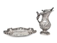An Italian Art Nouveau Figural Water Pitcher with Tray