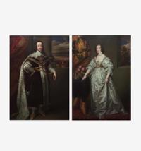 Henry-Pierce Bone (British, 1779-1855) Pair of Portraits of Charles I and his wife Henrietta Maria of England (after Anthony van Dyck)