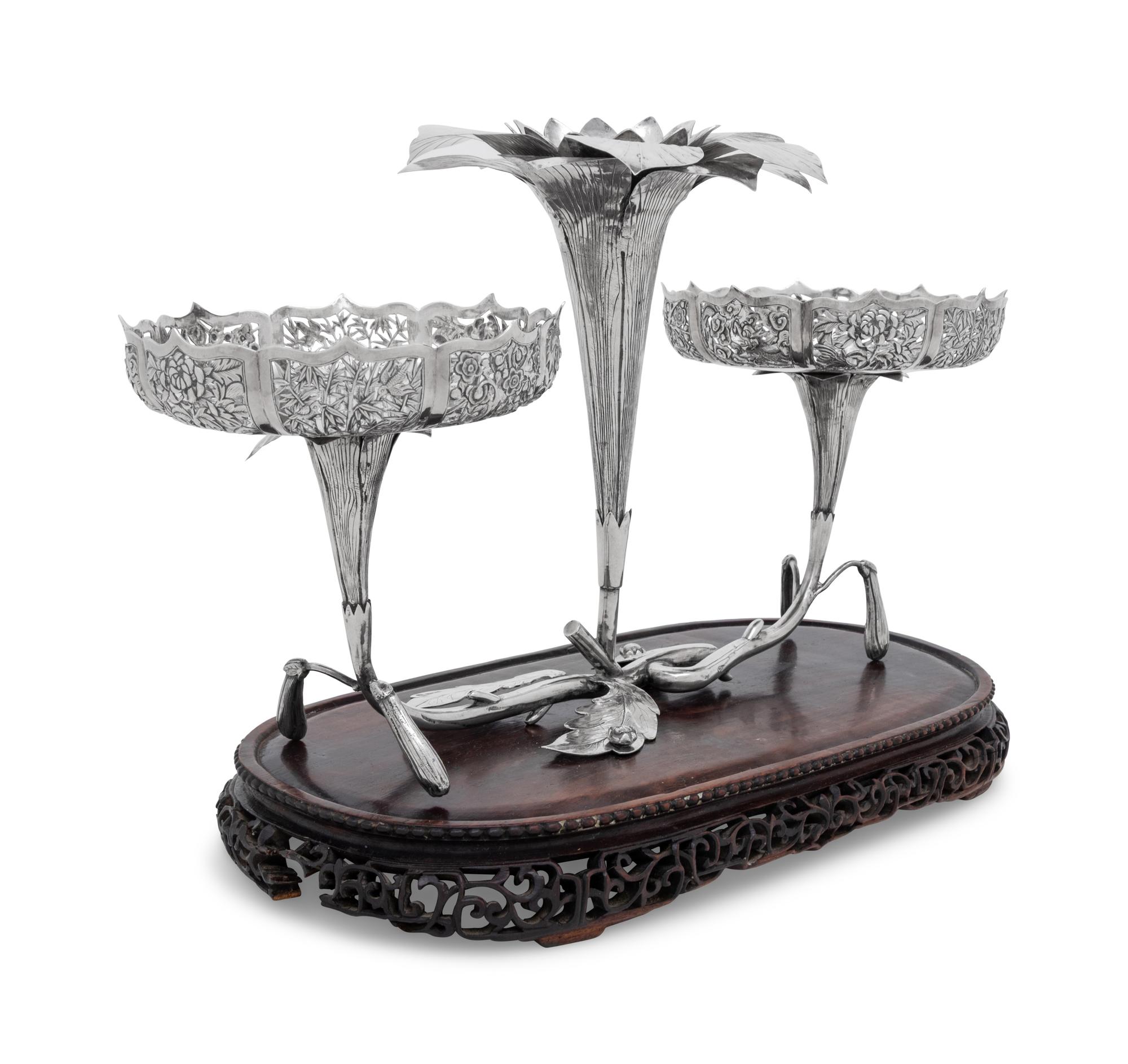 A Chinese Export Silver Epergne