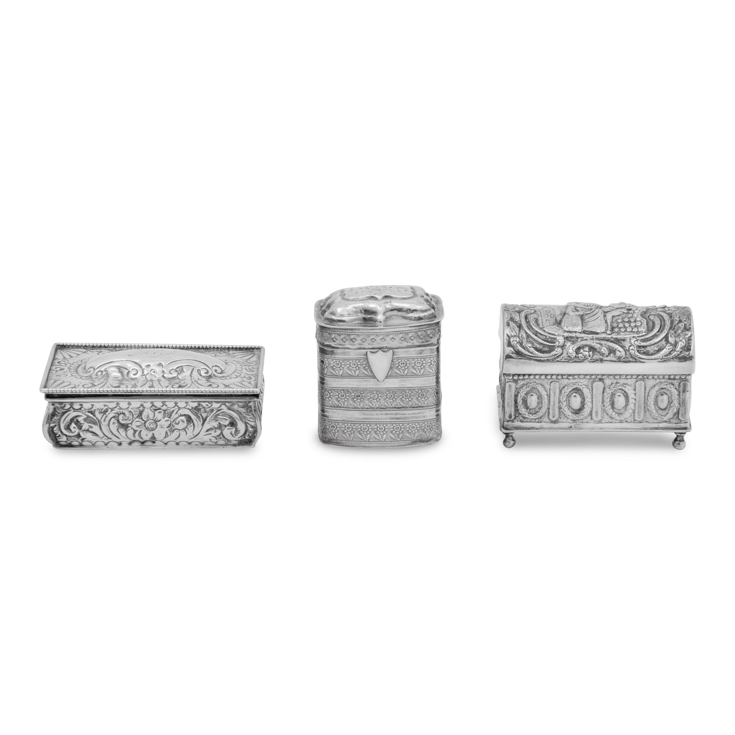 A Group of Three Small Silver Boxes