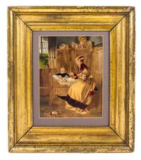 Dutch School, , Interior with Woman and Children