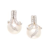 CULTURED SOUTH SEA PEARL AND DIAMOND EARRINGS