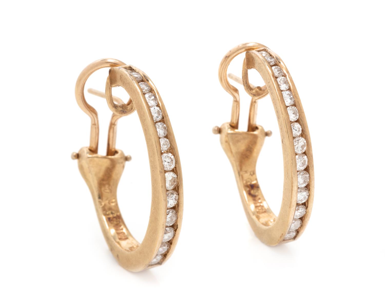 YELLOW GOLD AND DIAMOND HOOP EARCLIPS