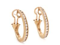 YELLOW GOLD AND DIAMOND HOOP EARCLIPS