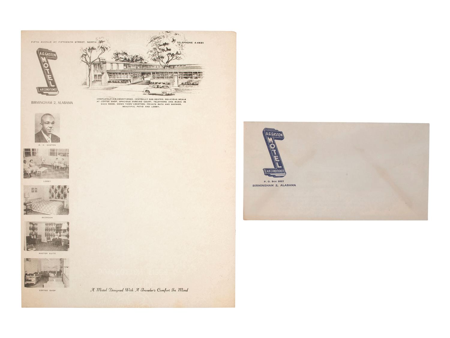 [CIVIL RIGHTS]. Items from A.G. Gaston Motel, where MLK, Jr., stayed during the Birmingham Campaign.