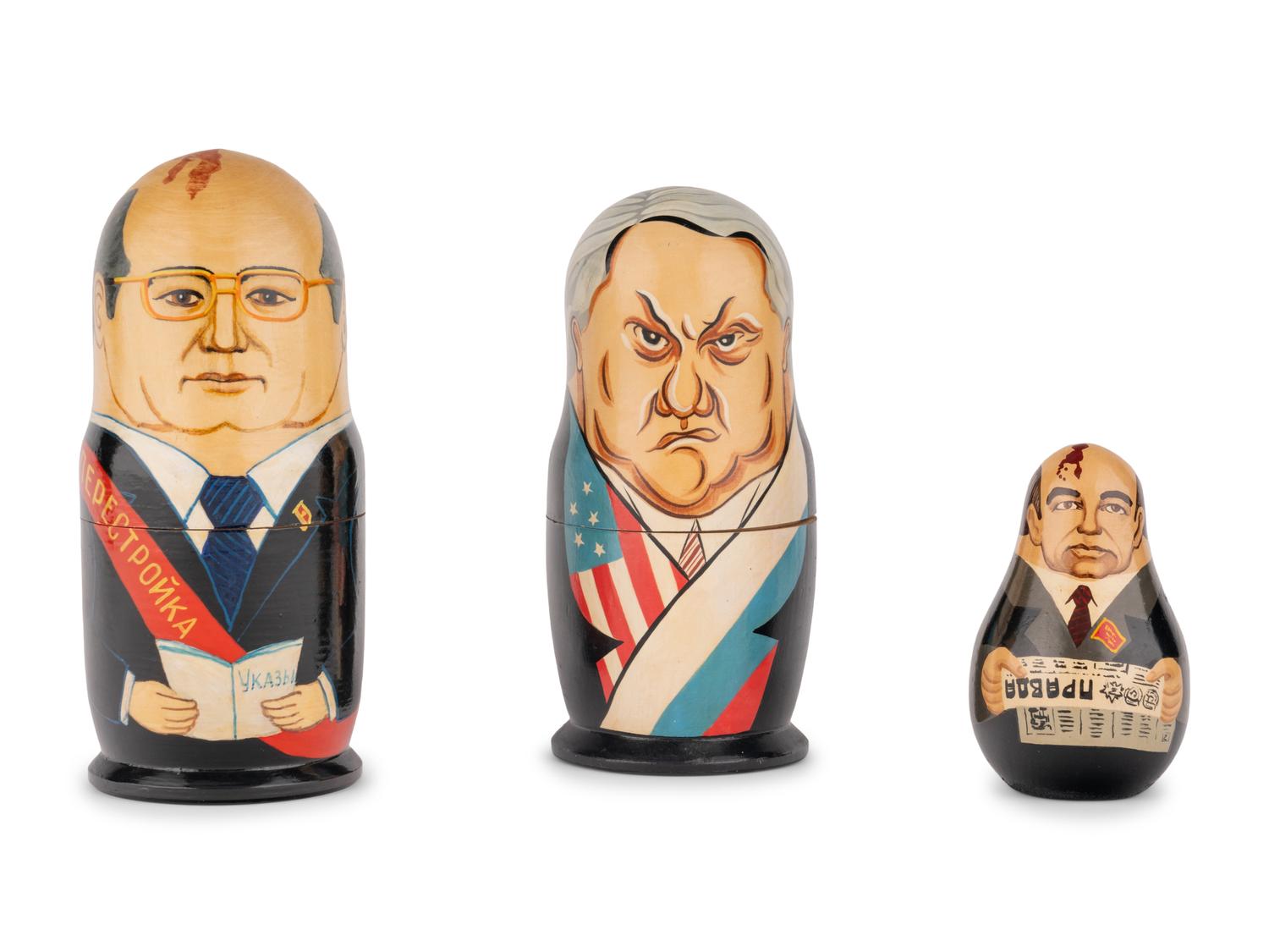 A Set of Painted Nesting Dolls of Soviet Political Leaders