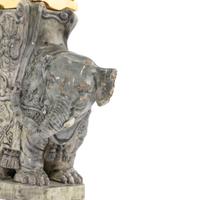 A Continental Gilt Bronze and Glazed Earthenware Elephant Obelisk