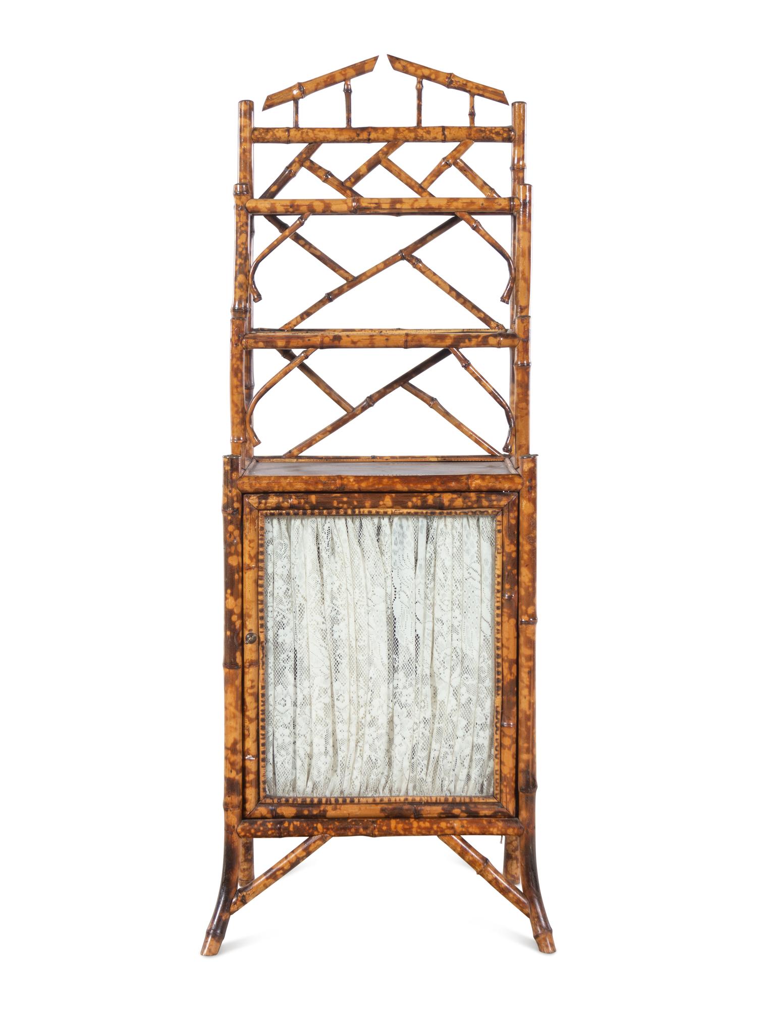 An English Bamboo and Lacquer Étagère Cabinet