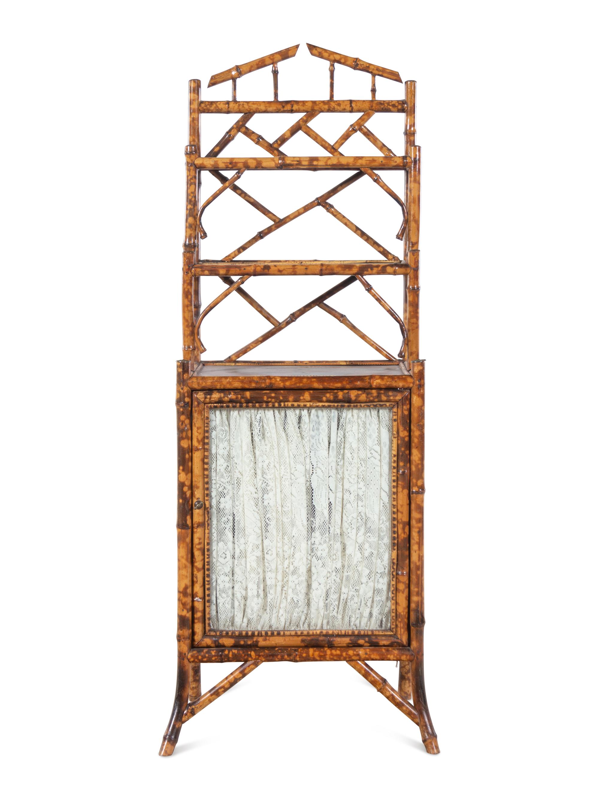 An English Bamboo and Lacquer Étagère Cabinet