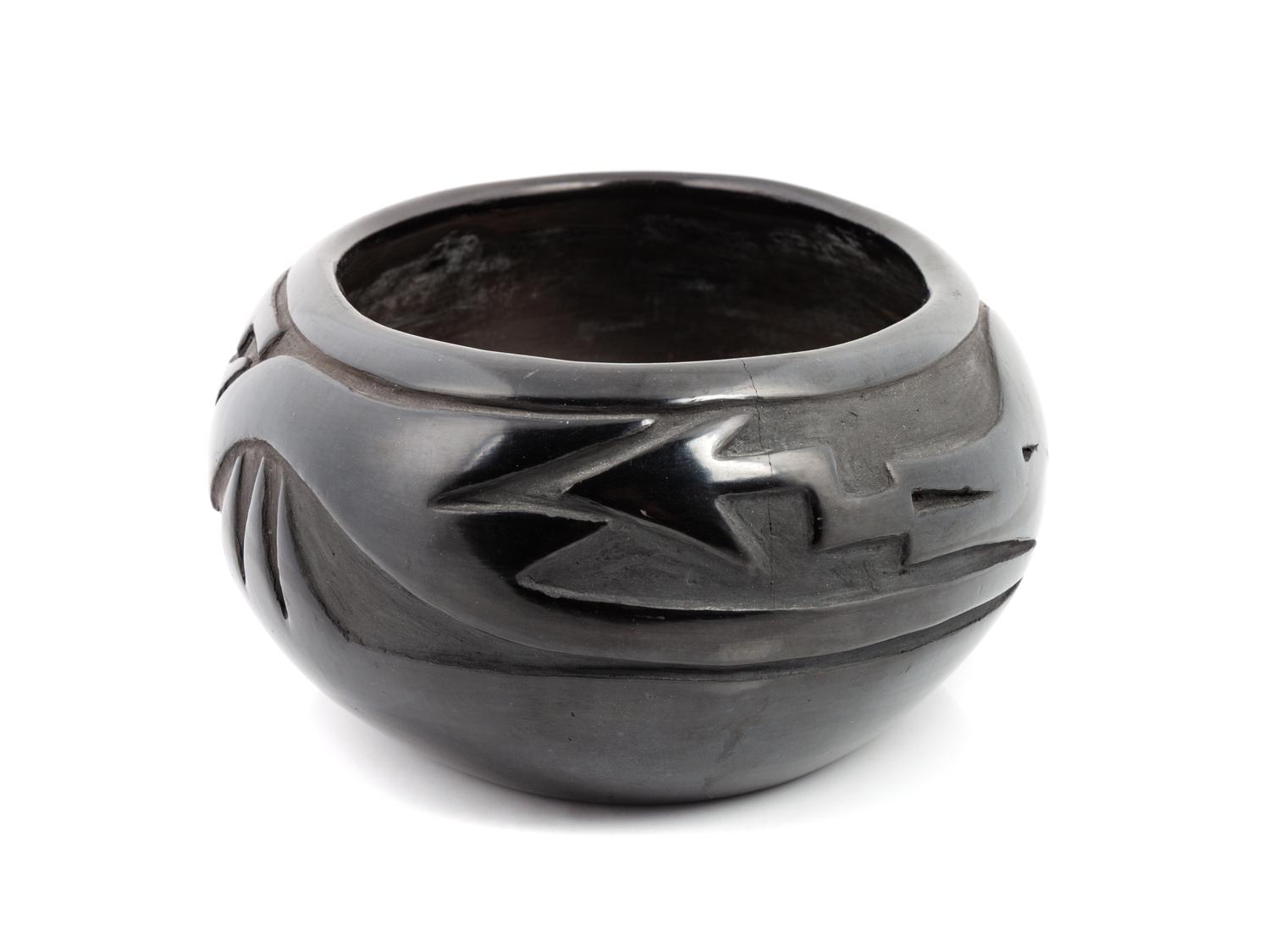 Carved Blackware Pottery Bowl, with Avanyu