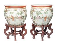 A Pair of Chinese Export Porcelain Jardinières