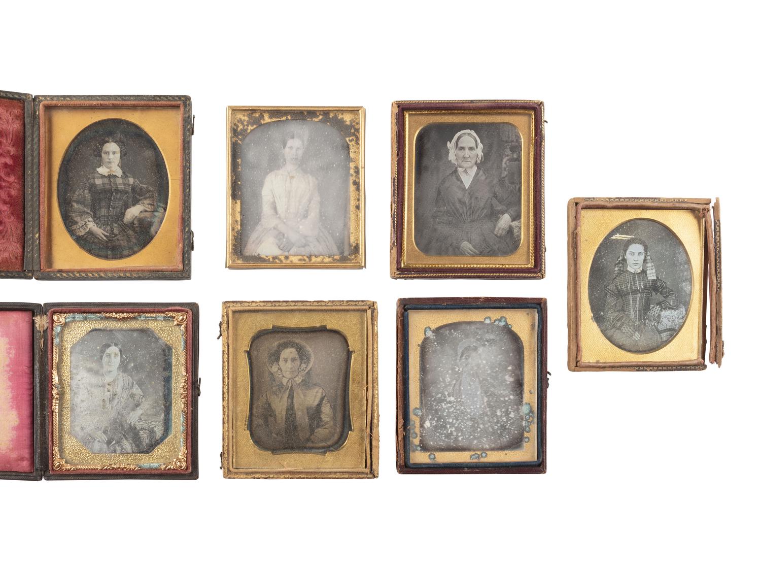 [EARLY PHOTOGRAPHY]. 40 sixth plate daguerreotypes of women of varying ages.
