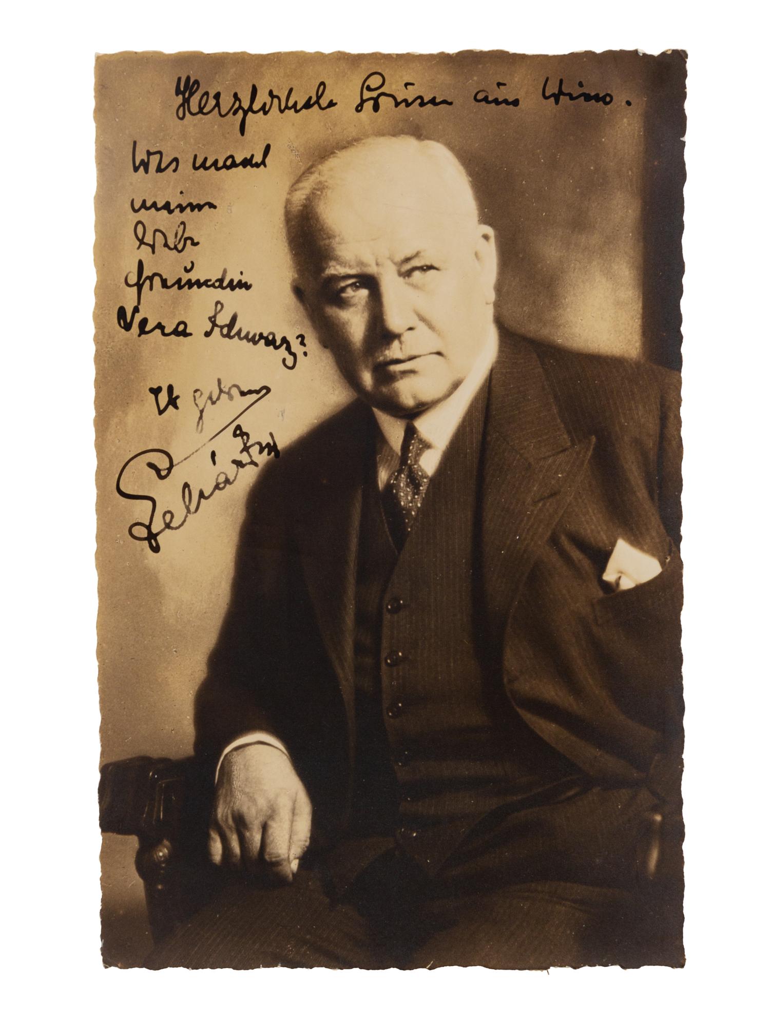 LEHÁR, Franz (1870-1948). Photographic postcard signed (“Lehár”), n.d.