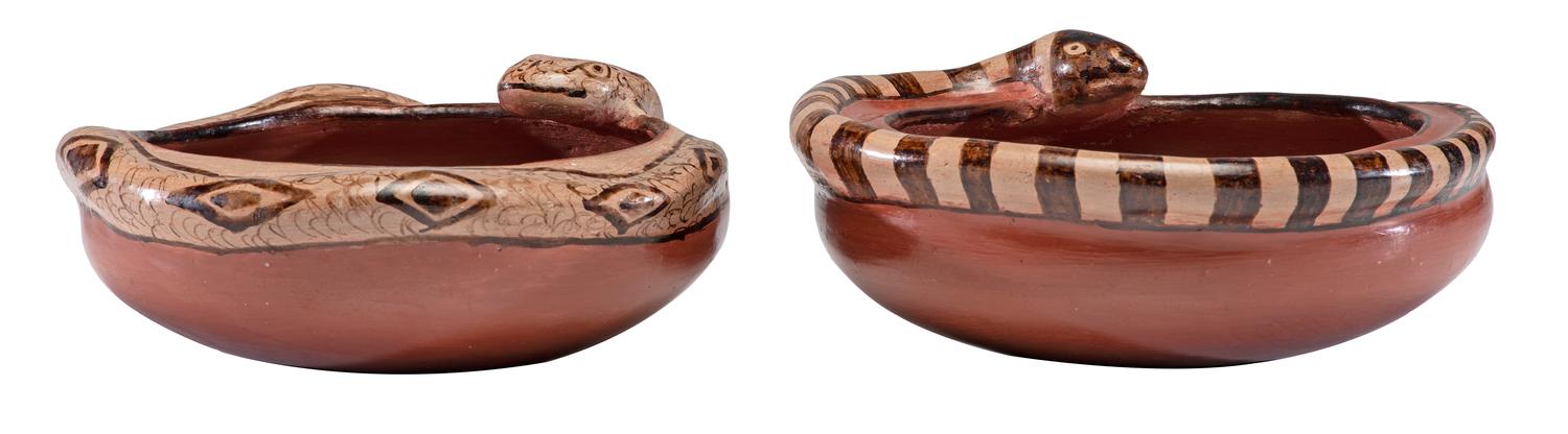 Pottery Bowls, with Coiled Snakes Lot is located and will ship from Cincinnati, Ohio.