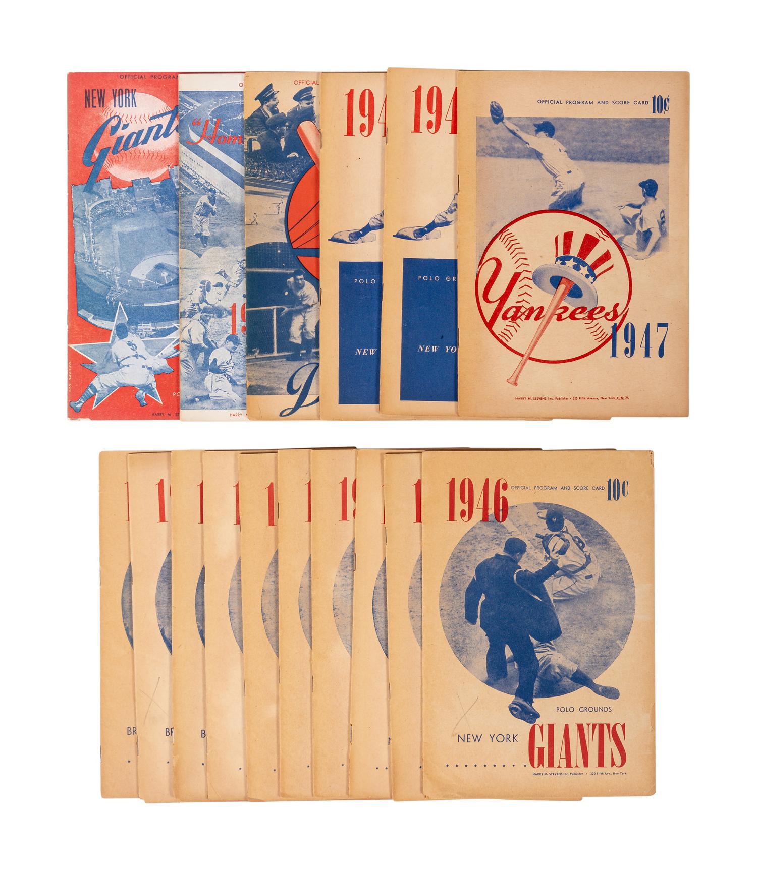 A Large Group of 1940s New York Baseball Programs / Scorecards Including Joe DiMaggio Day Program