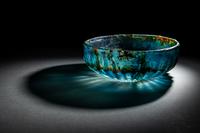 A Roman Blue Glass Ribbed Bowl