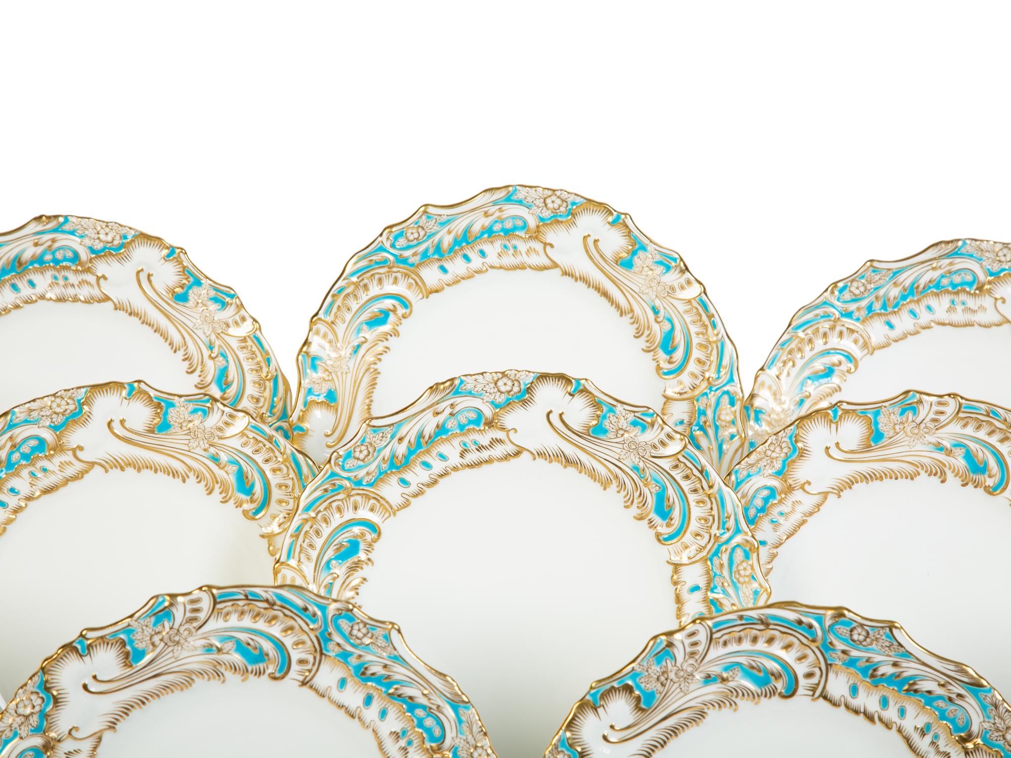 Twelve Gilman Collamore & Co. Minton Porcelain Luncheon Plates