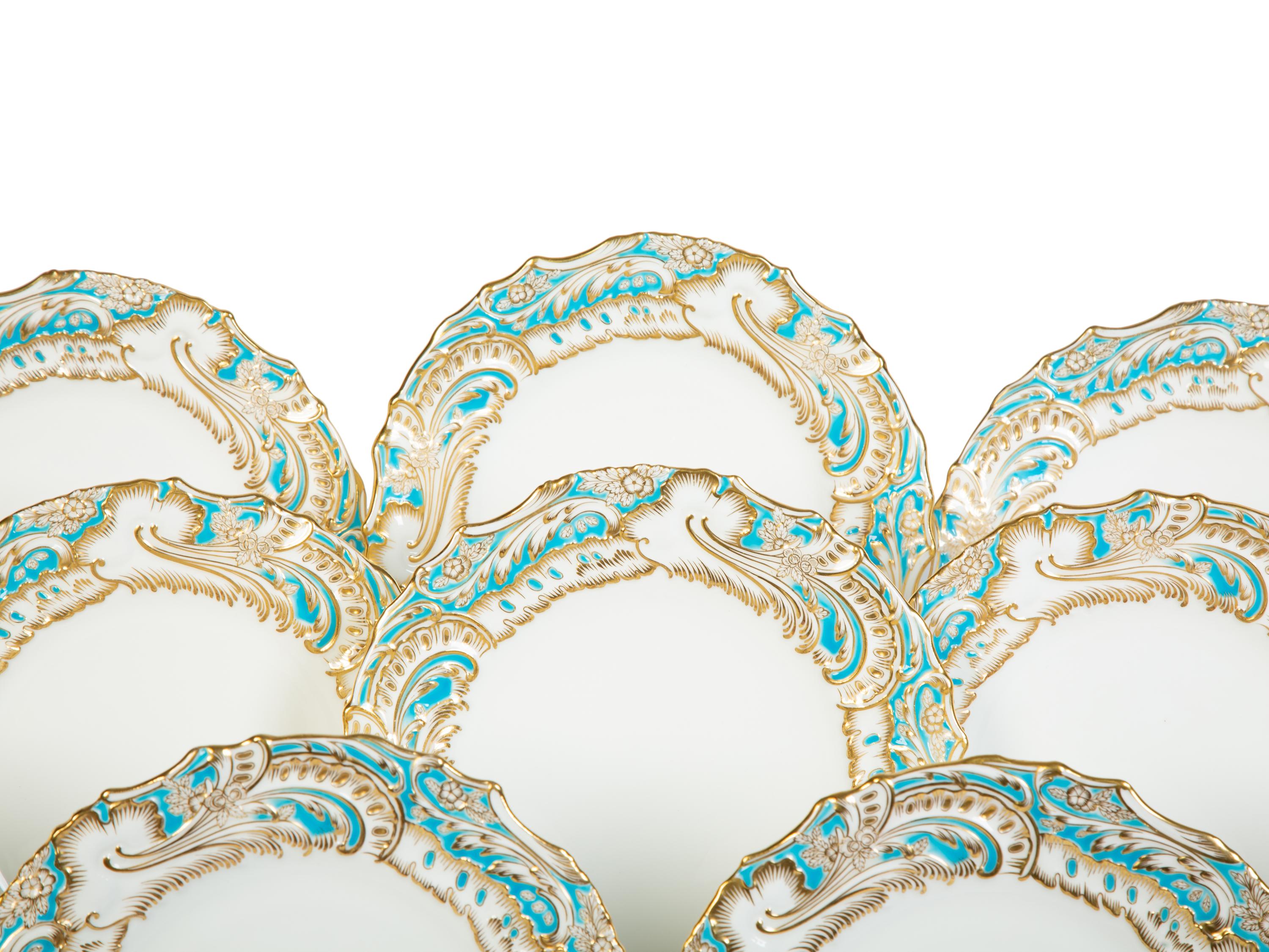 Twelve Gilman Collamore & Co. Minton Porcelain Luncheon Plates