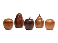 Five English Fruitwood Tea Caddies
