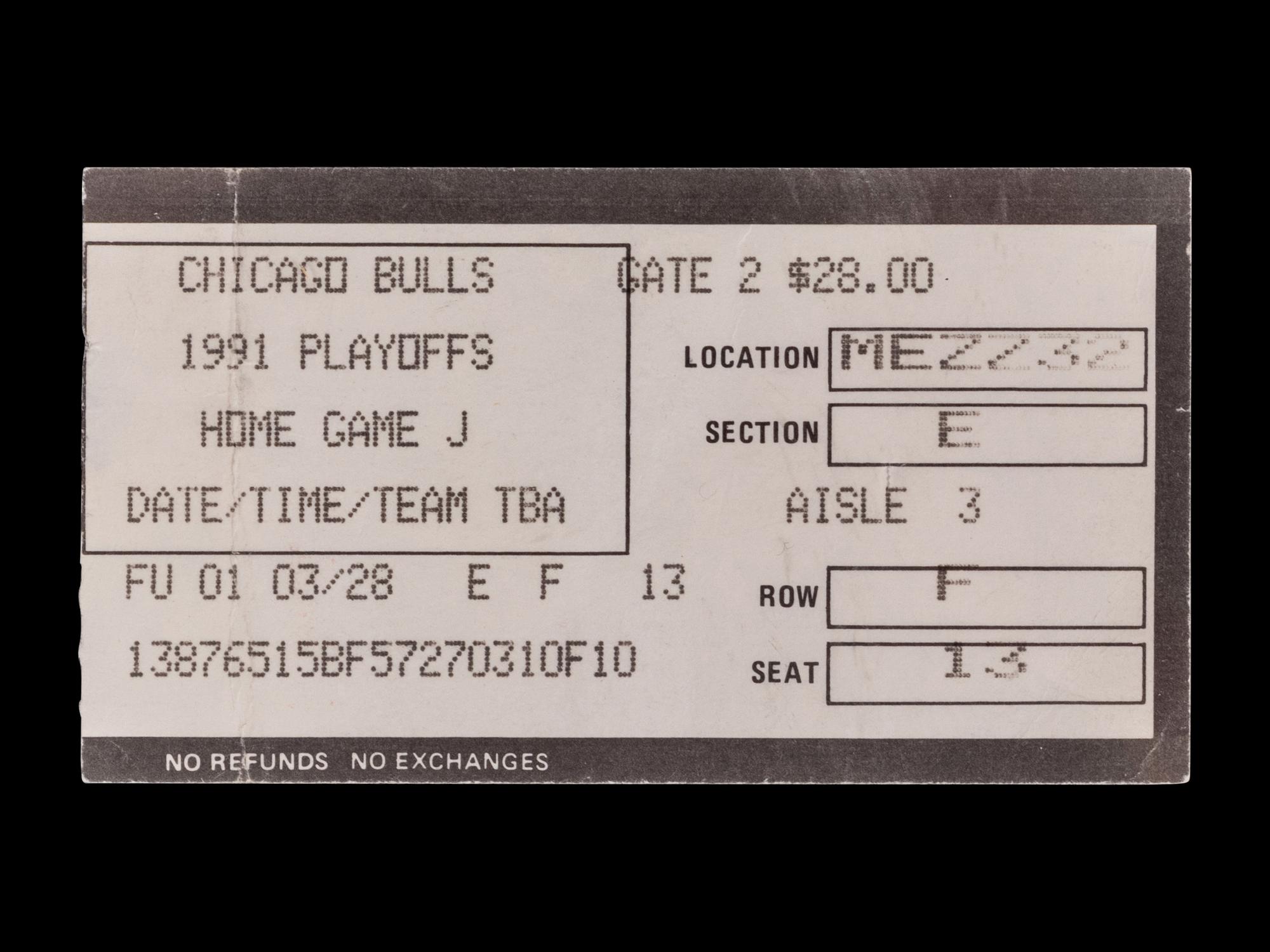 A 1991 Chicago Bulls vs. Los Angeles Lakers NBA Finals Game 2 Ticket Stub ("A Spectacular Move By Michael Jordan" Game)