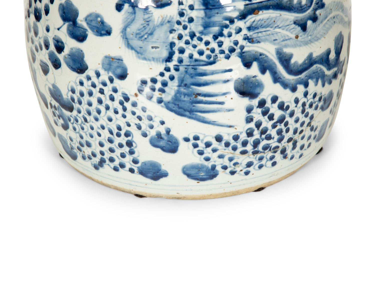 A Pair of Chinese Blue and White Porcelain Covered Jars