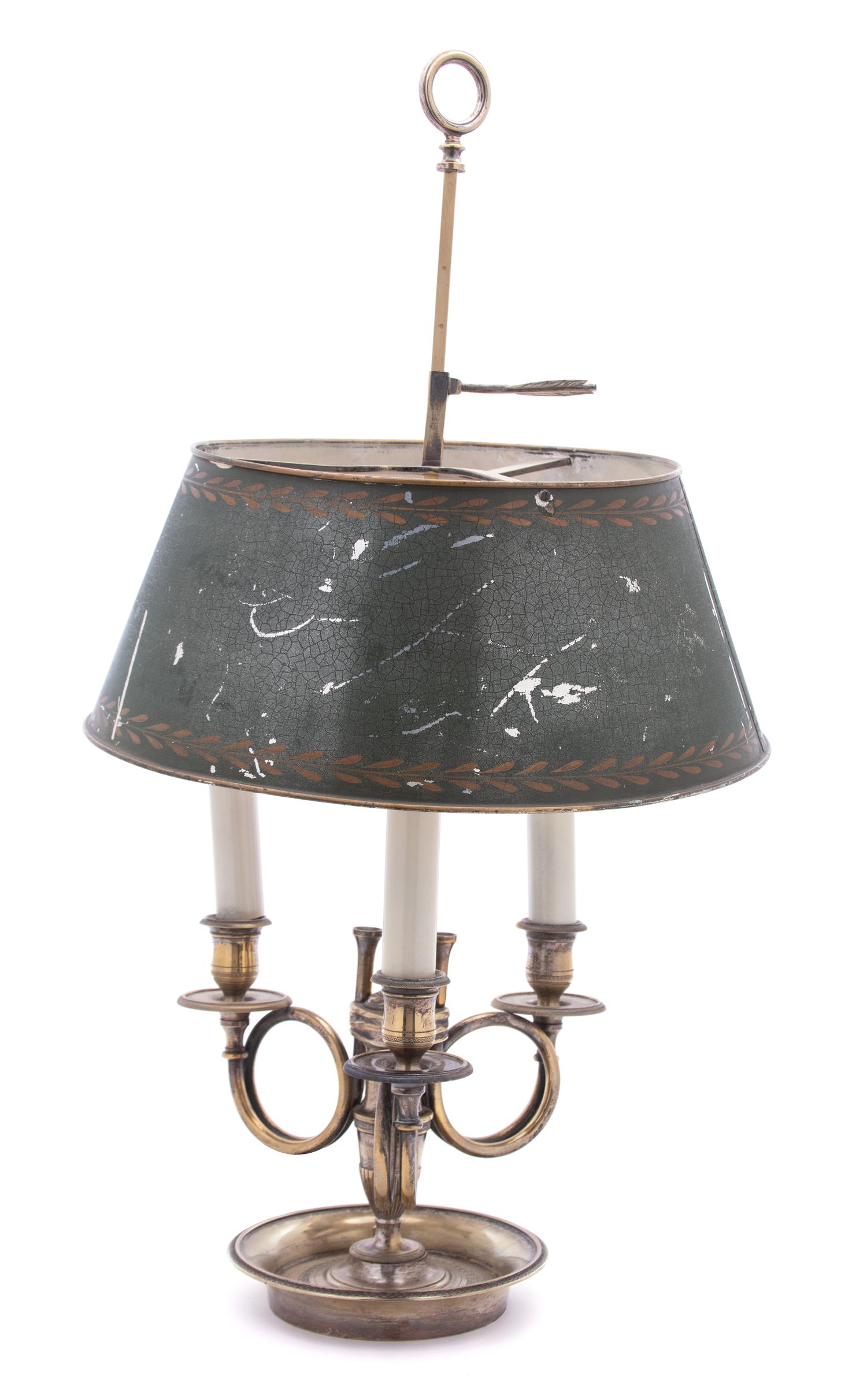 Louis XVI Style Tole and Brass Bouillotte Lamp