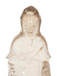 A Chinese Carved Rock Crystal Figure of Guanyin and Attendant