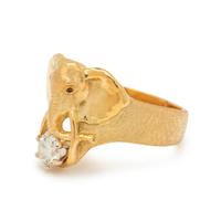 YELLOW GOLD AND DIAMOND ELEPHANT RING
