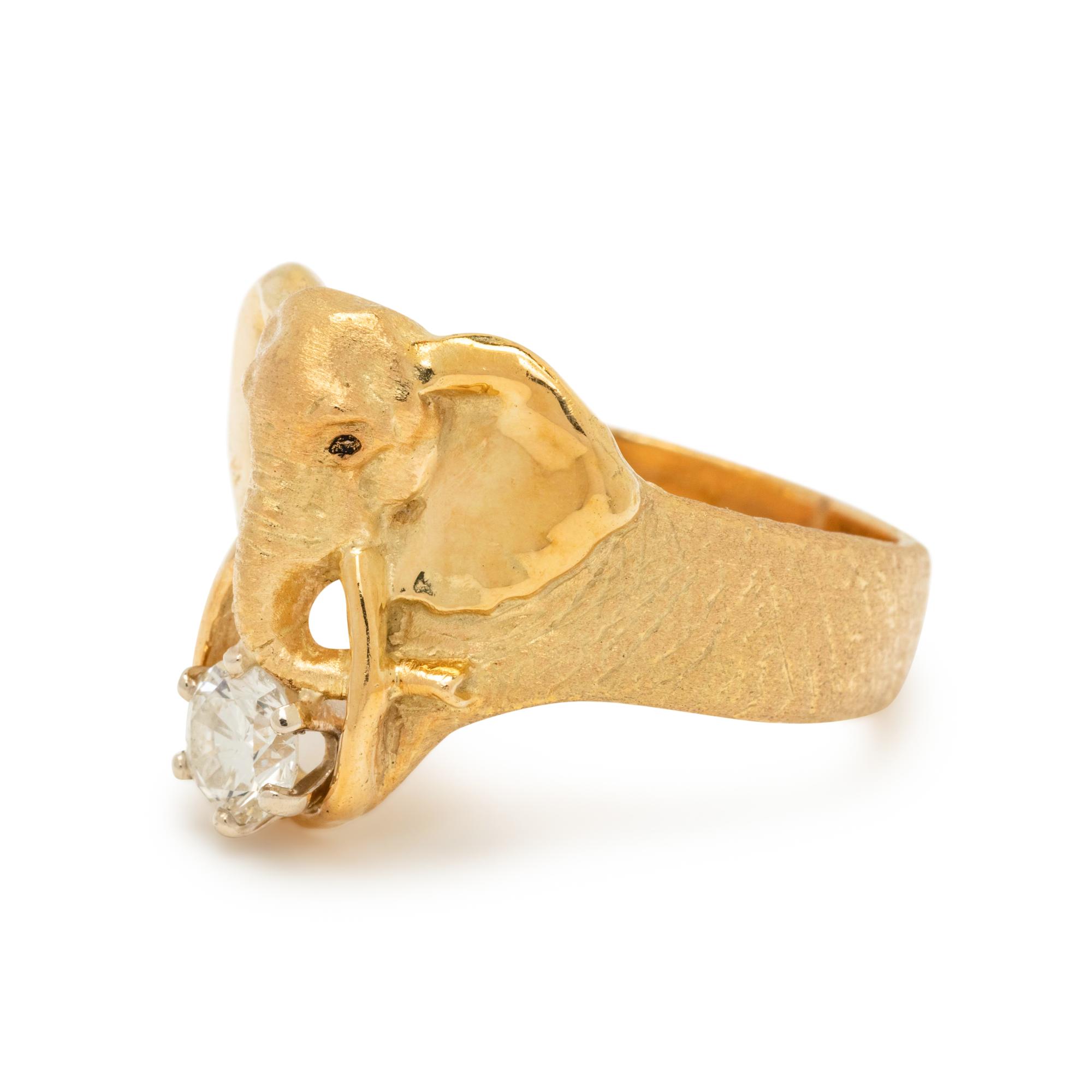 YELLOW GOLD AND DIAMOND ELEPHANT RING