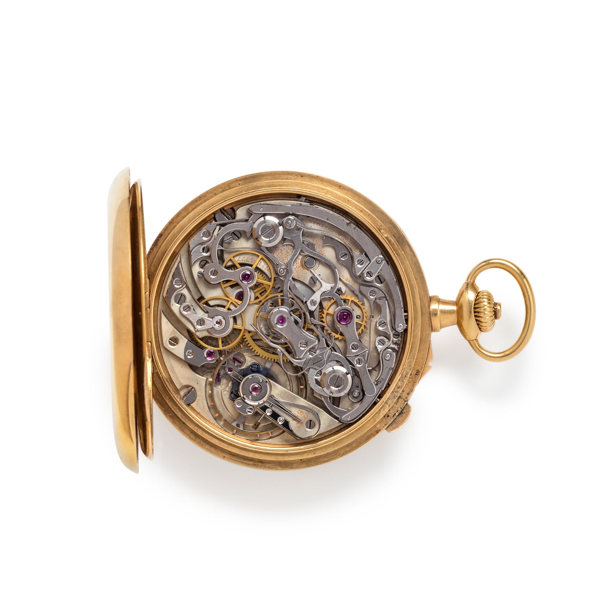 PATEK PHILIPPE, 18K YELLOW GOLD SPLIT SECOND CHRONOGRAPH OPEN FACE POCKET WATCH