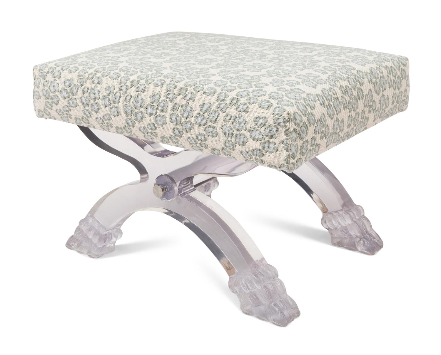 An Acrylic and Metal Curule Ottoman