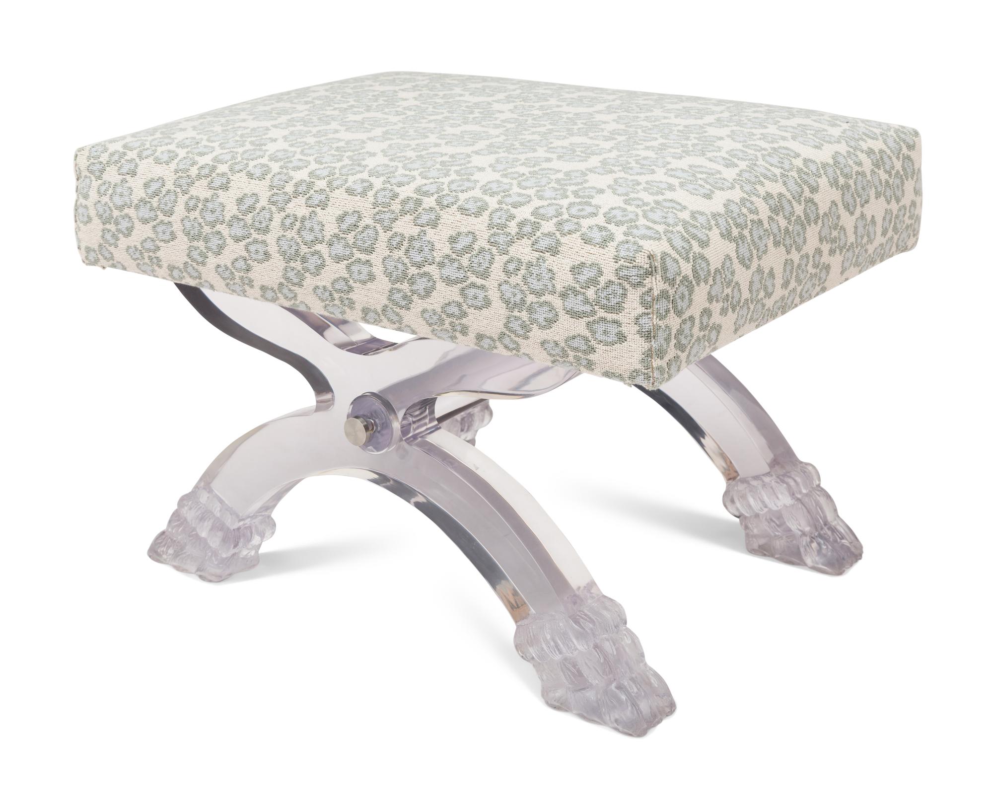 An Acrylic and Metal Curule Ottoman