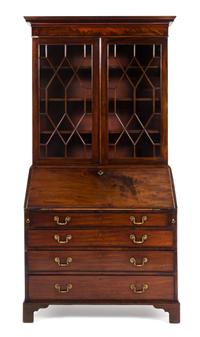 A George III Mahogany Secretary Bookcase Height 86 x width 43 x depth 23 1/2 inches. — MID-18TH CENTURY