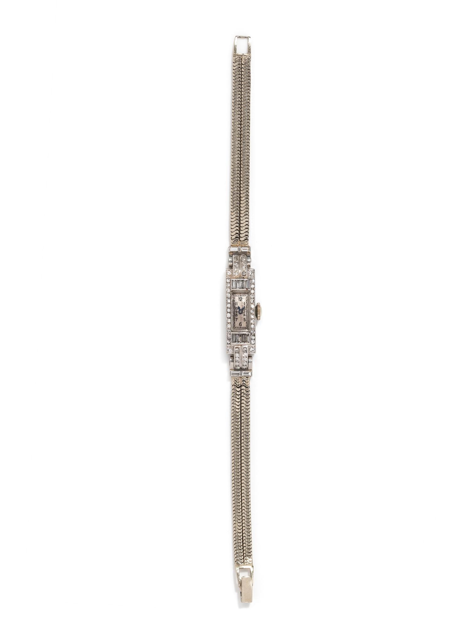 ANTIQUE, PLATINUM AND DIAMOND WRISTWATCH