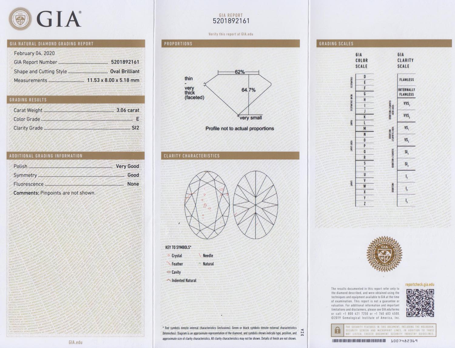 3.06 CARAT OVAL BRILLIANT CUT DIAMOND