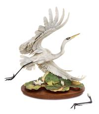 A Boehm Porcelain Model of a Great White Egret Height 24 1/4 inches.