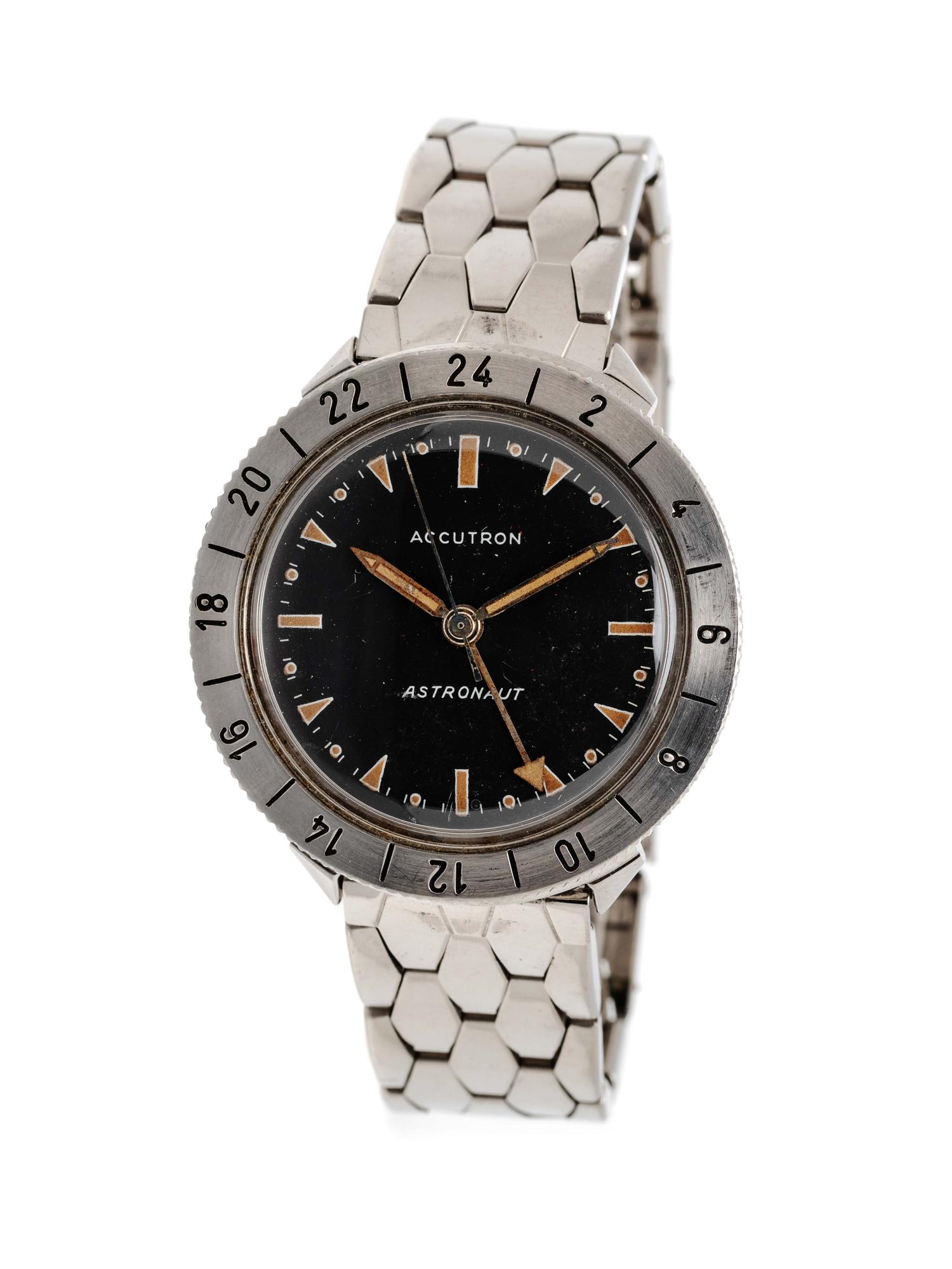 BULOVA, STAINLESS STEEL 'ACCUTRON ASTRONAUT' WRISTWATCH