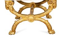 A Pair of Empire Style Giltwood Curule-Form Tabourets