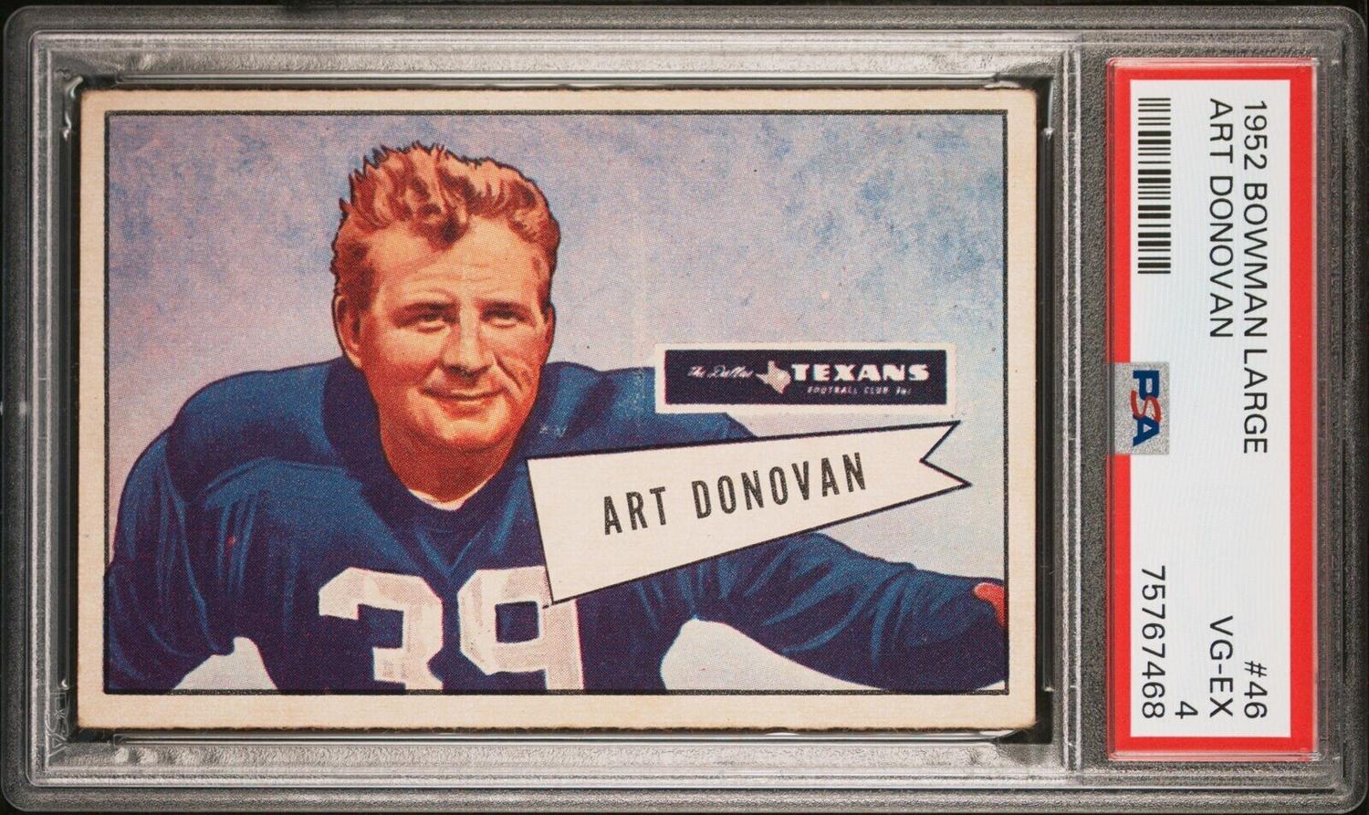 A Group of Nine 1952 Bowman Large Hall of Fame PSA Graded Football Cards,
