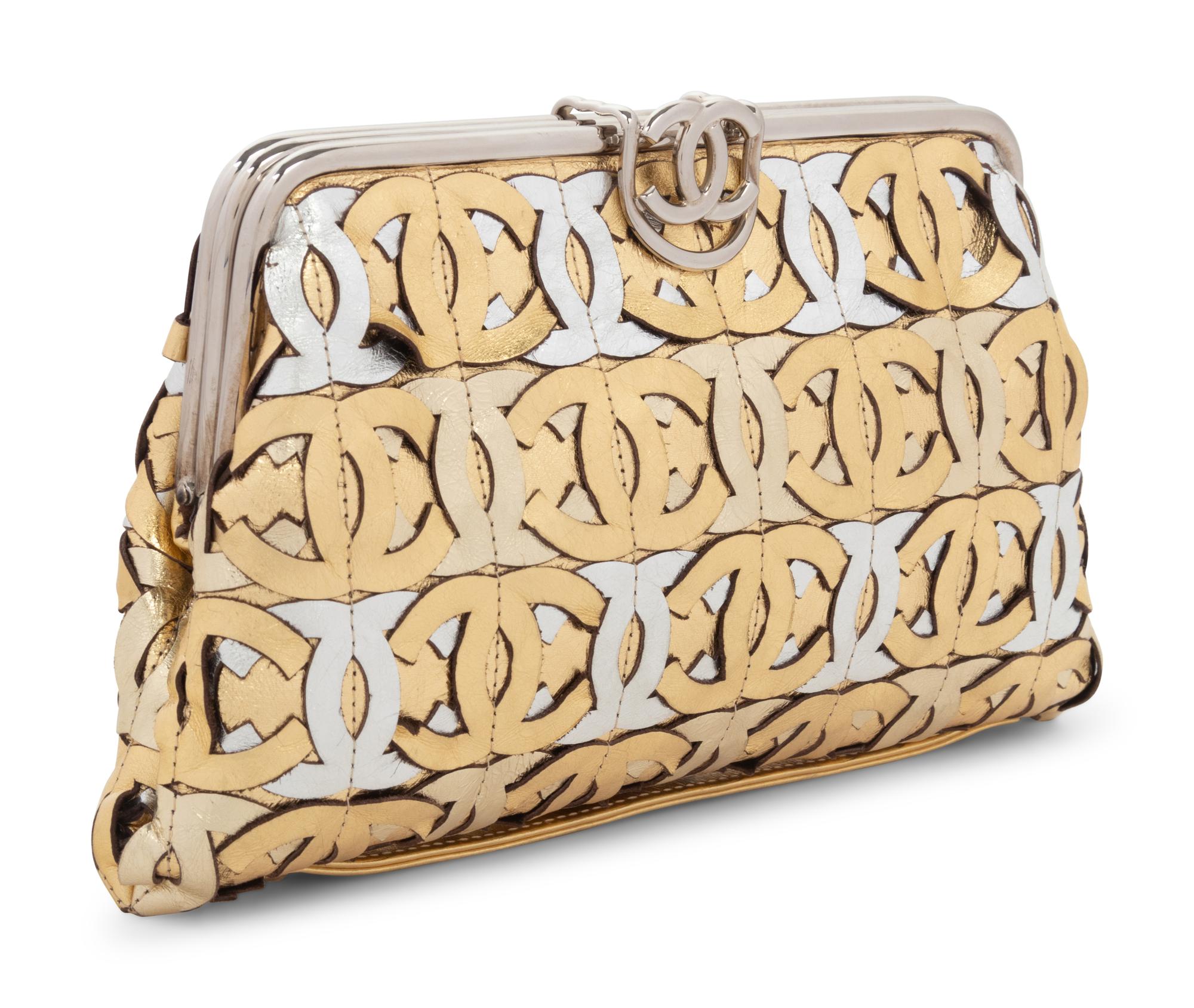 Chanel Die-Cut CC Metallic Leather Frame Clutch Bag, 2008-09