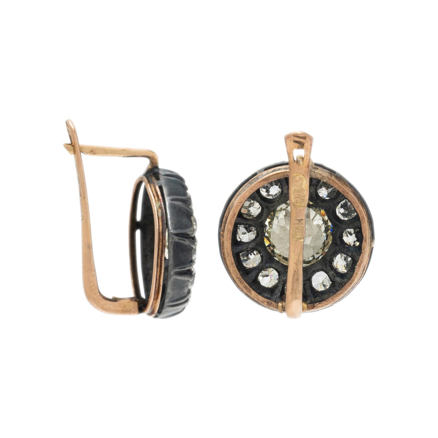 ANTIQUE, SILVER, GOLD, AND DIAMOND EARRINGS
