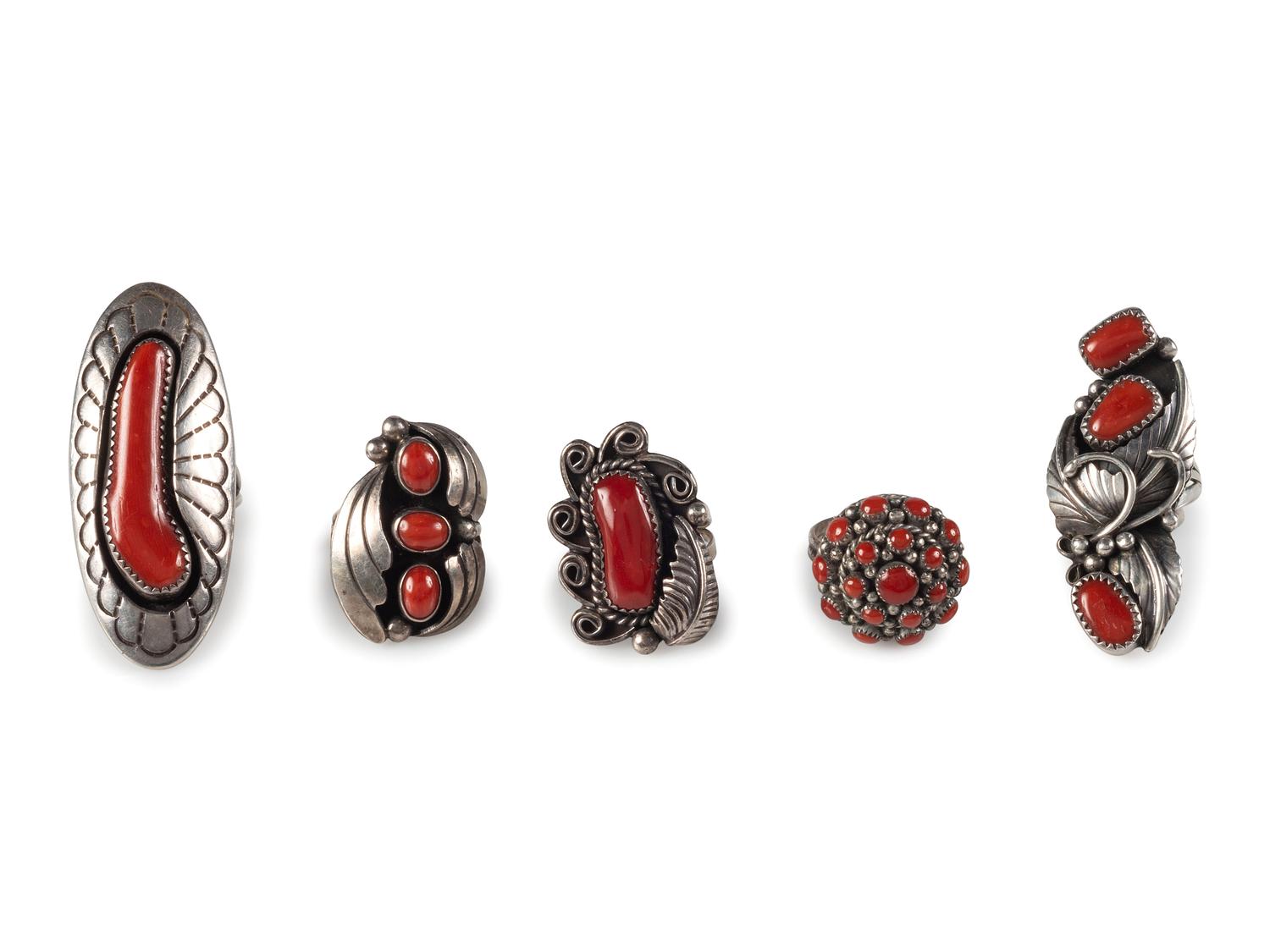 Navajo Coral and Silver Rings
