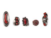Navajo Coral and Silver Rings