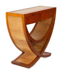 An Art Deco Bamboo Inset Walnut Console Table