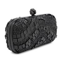 Bottega Veneta, Long Knot Clutch in Pleated Black Snakeskin