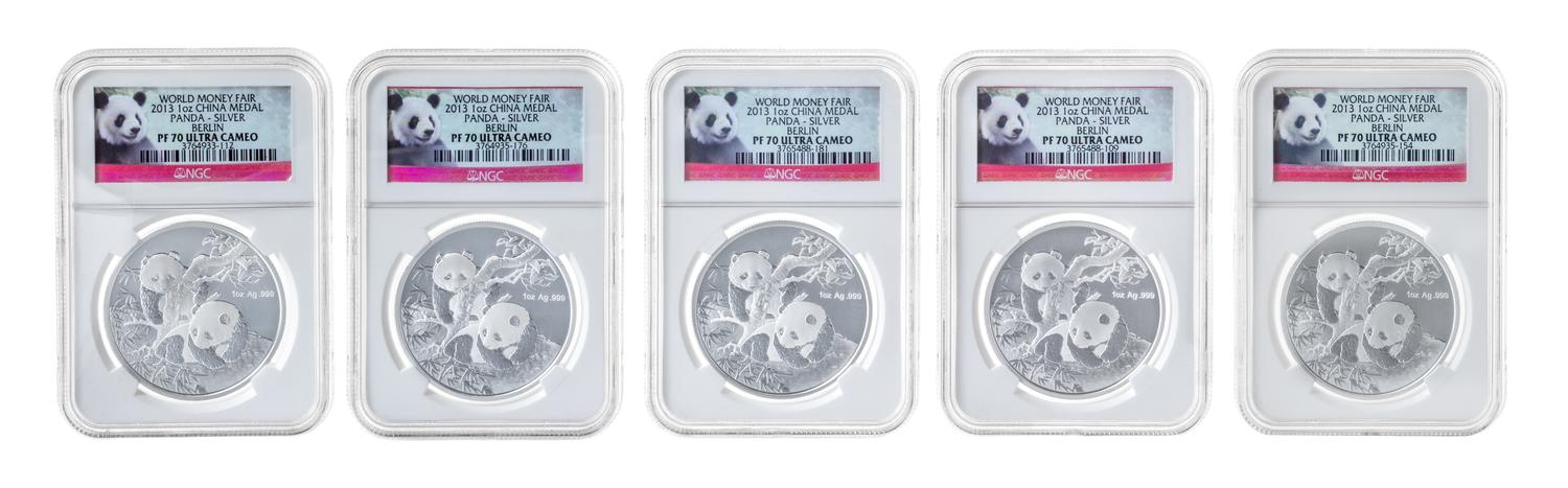 A Group of Ten China 2013 Panda Commemorative 1 Oz. Silver Proofs