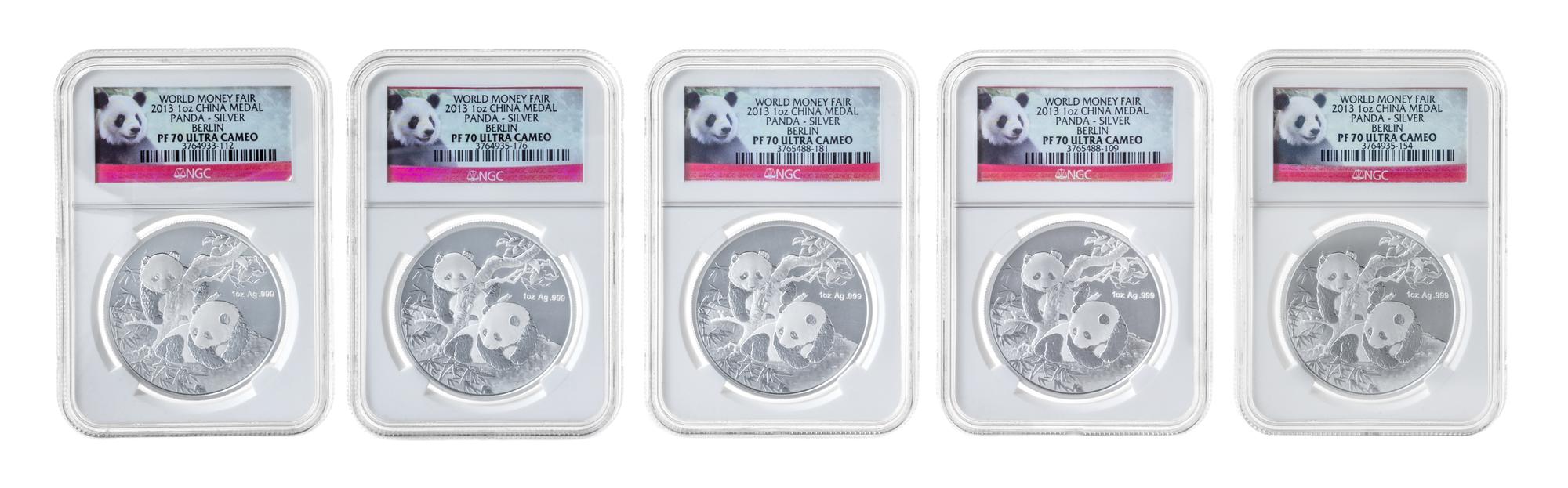 A Group of Ten China 2013 Panda Commemorative 1 Oz. Silver Proofs
