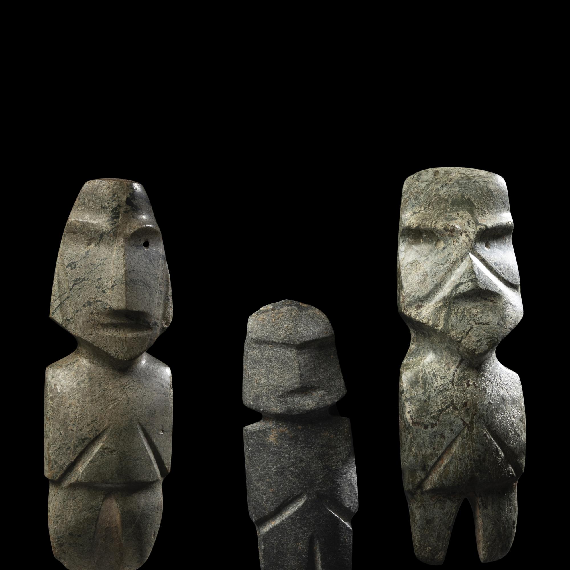 Three Mezcala Greenstone Figures